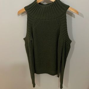 Shoulder cut out mock neck sweater